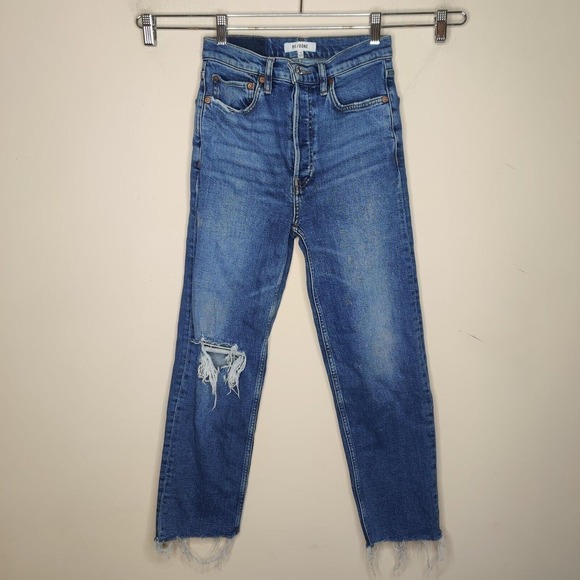 Re/Done Jeans 70 Ultra High Rise Distressed Denim Vintage - Picture 1 of 14